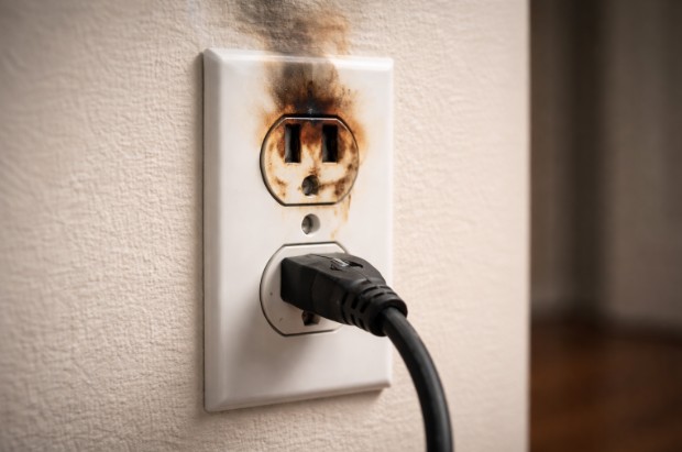 Electrical services for burned outlet and overheating wiring issue.